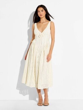 Women's Midi Lace Basque Empire Waist Dress - Wild Fable™ Cream S